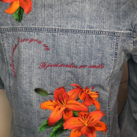 Ladies UpCycled Jean Jackets: FLOWER