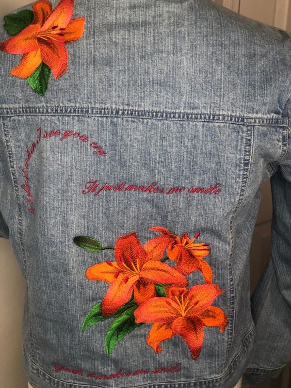 Ladies UpCycled Jean Jackets: FLOWER