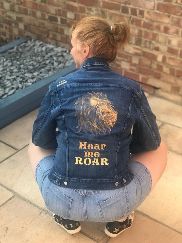POS-I-TEES: Ladies UpCycled Jean Jackets: Hear me ROAR - Image 4
